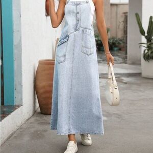 Light Blue Denim Maxi Dress
